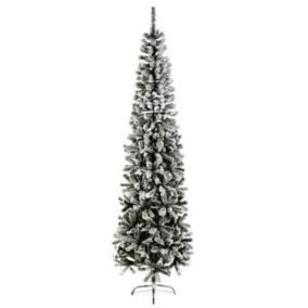 7ft Flocked spruce pine Green Snow tipped effect Wrapped Slim Artificial Christmas tree