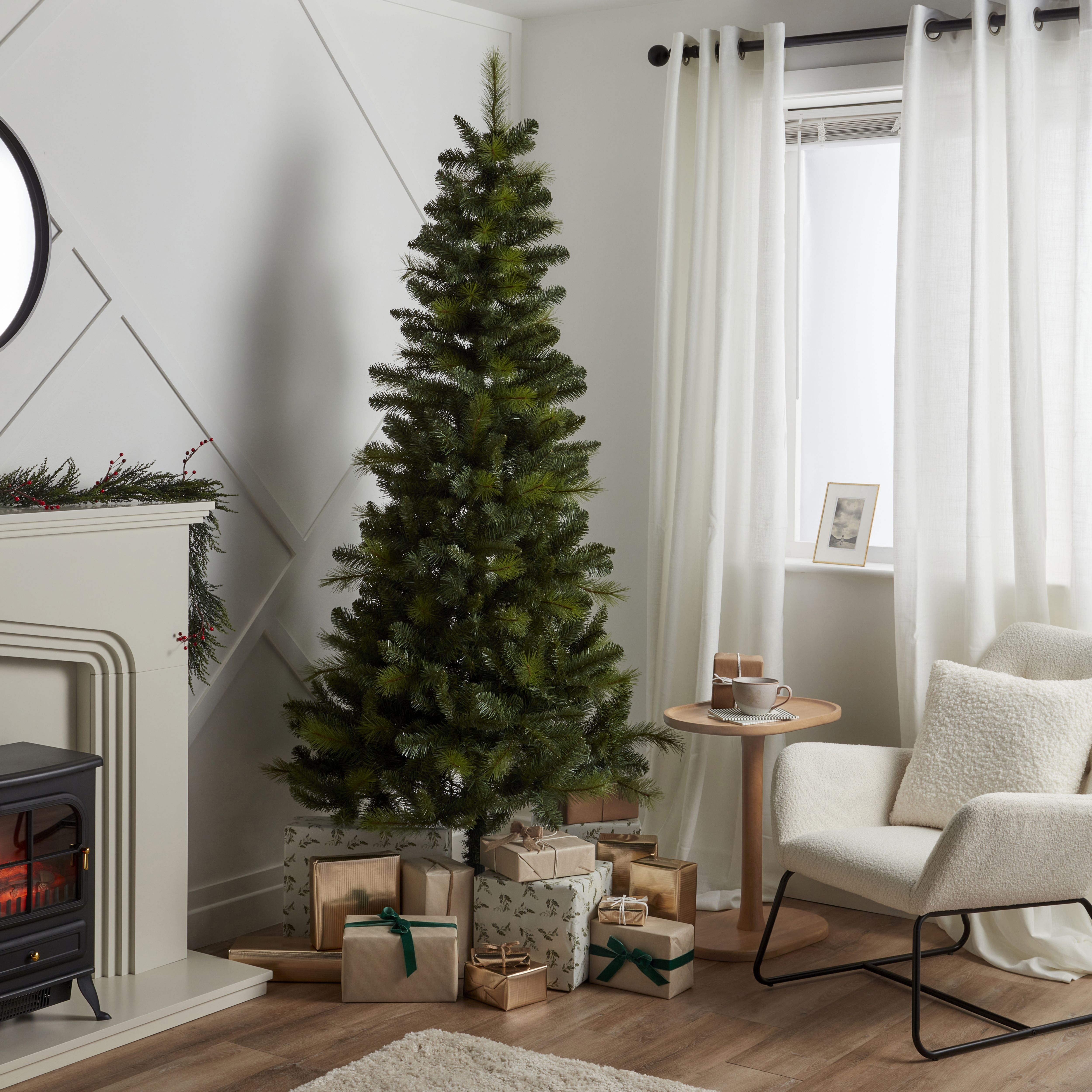 7ft Prancer Natural effect Hinged Full Artificial Christmas tree - Green