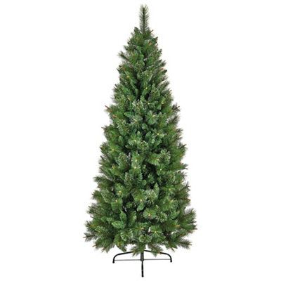 7ft Ridgemere Slim Pine Green Hinged Full Artificial Christmas tree