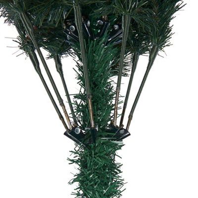 7ft Rocky mountain Pine Green Flocked effect Hinged Full Artificial Christmas tree