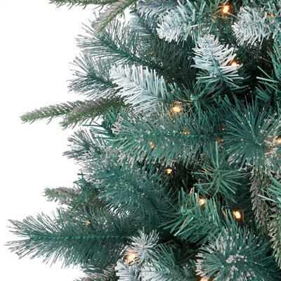 7ft Rokua Warm white LED Mint green glitter design Pre-lit Artificial Christmas tree