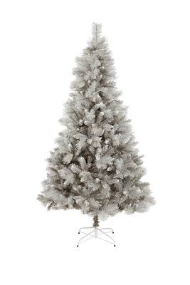 7ft Silver tipped Fir Grey Hinged Full Artificial Christmas tree