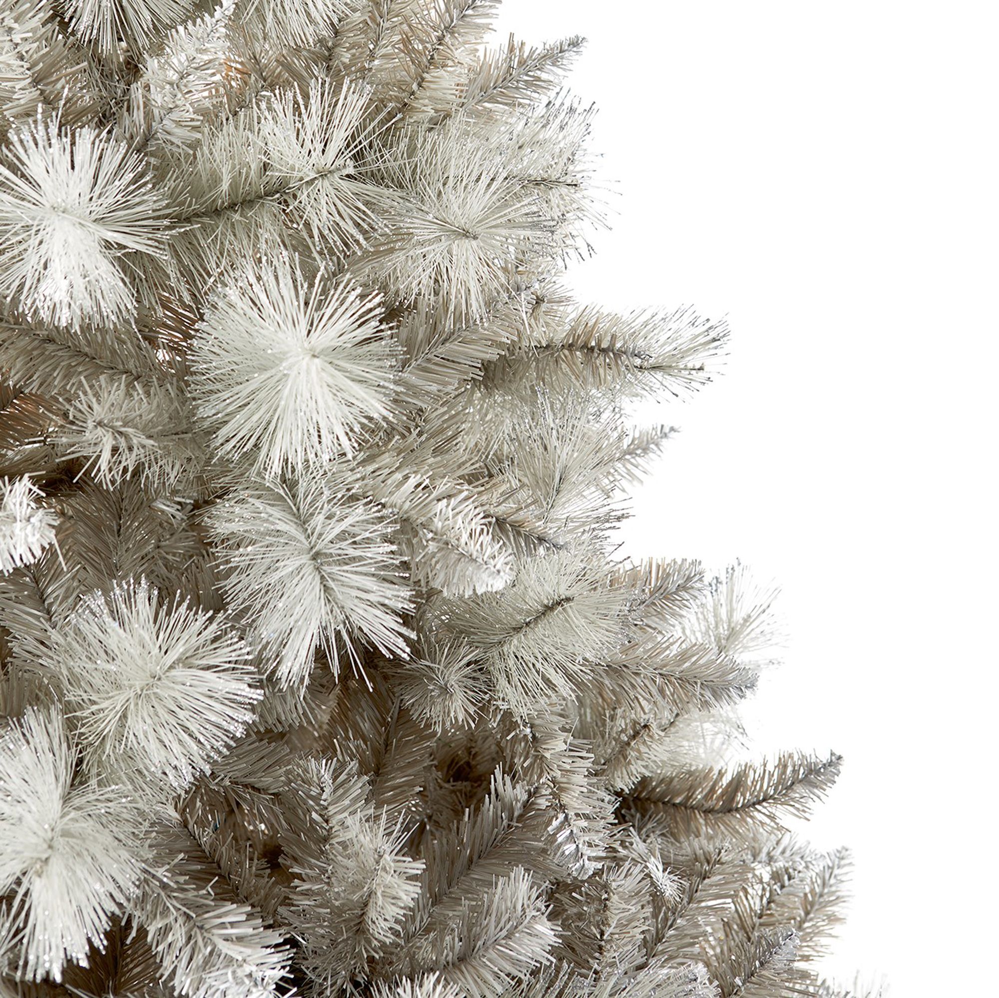 7ft Silver tipped Fir Grey Hinged Full Artificial Christmas tree