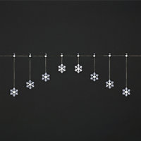 8 Ice white Snowflake LED Curtain light with 4m Clear cable