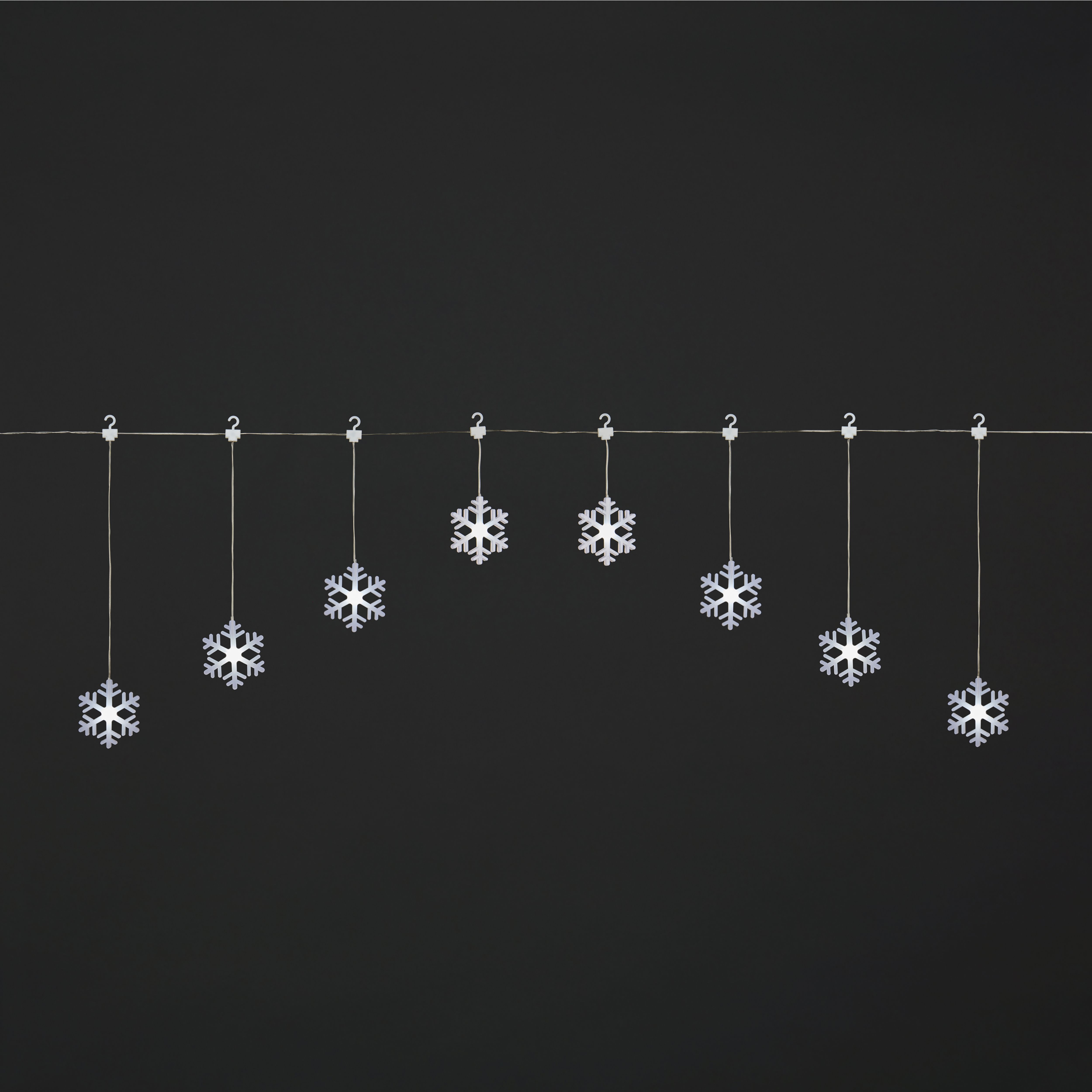 8 Ice white Snowflake LED With timer Curtain light with 4m Clear cable