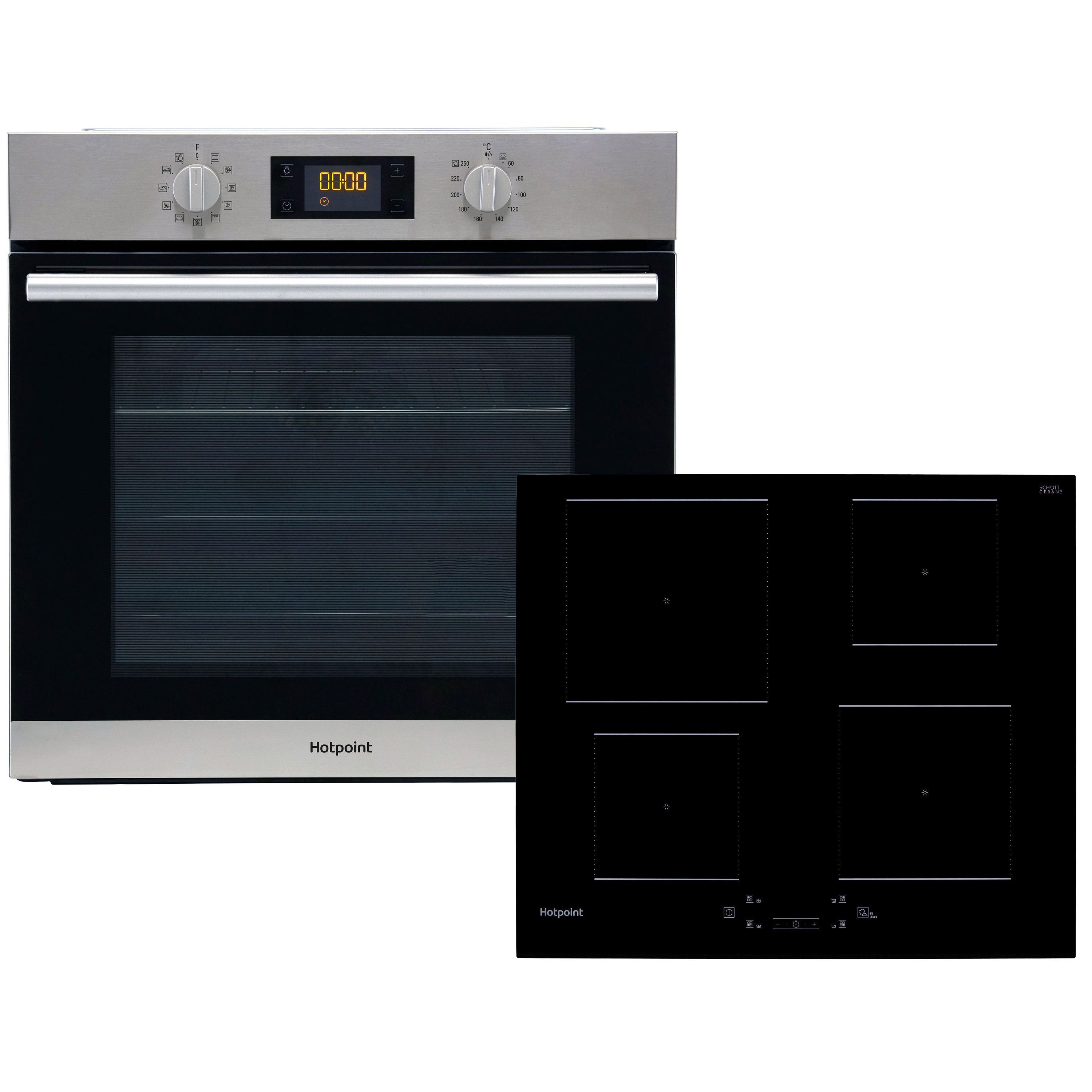 Hotpoint Hotsa2Induct_Ssb Built-In Single Multifunction Oven & Induction Hob Pack - Stainless Steel