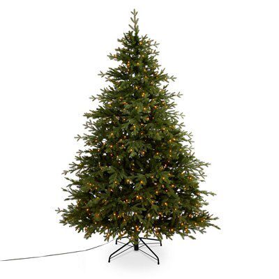 8ft Full Thetford Green Natural looking Pre-lit Artificial Christmas ...