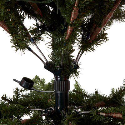 8ft Full Thetford Warm white LED Natural looking Pre-lit Artificial Christmas tree - Green