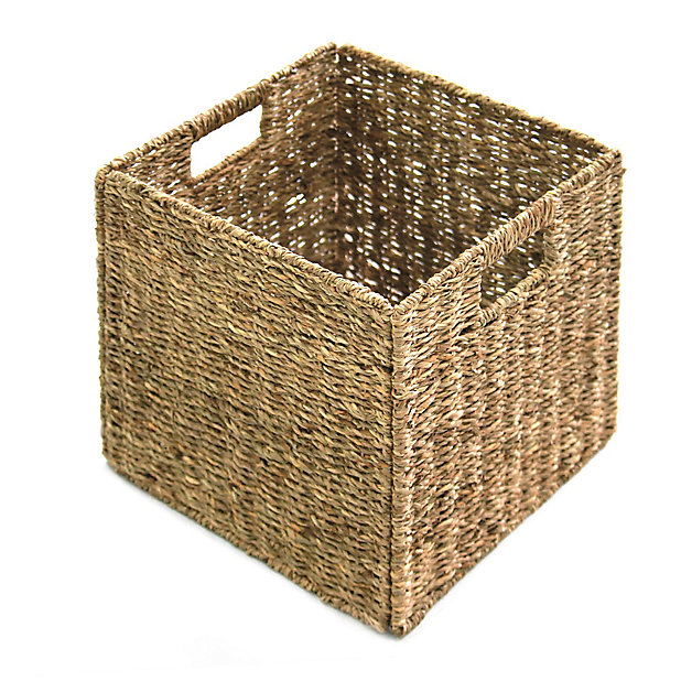 8l Seagrass Foldable Storage Basket H, Cube Storage Baskets Wicker
