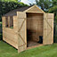 8x6 Apex Pressure treated Overlap Green Wooden Shed with floor (Base included) - Assembly service included
