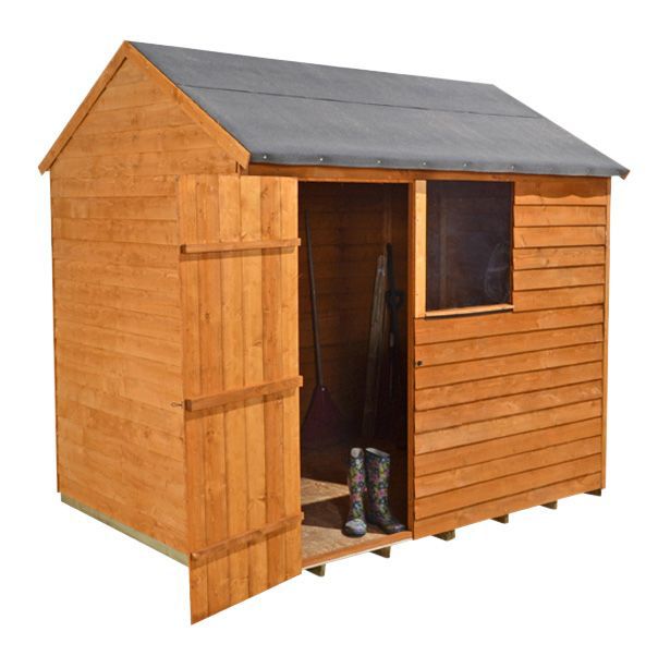 8x6 Larchlap Reverse Apex Overlap Wooden Shed With Assembly Service ...