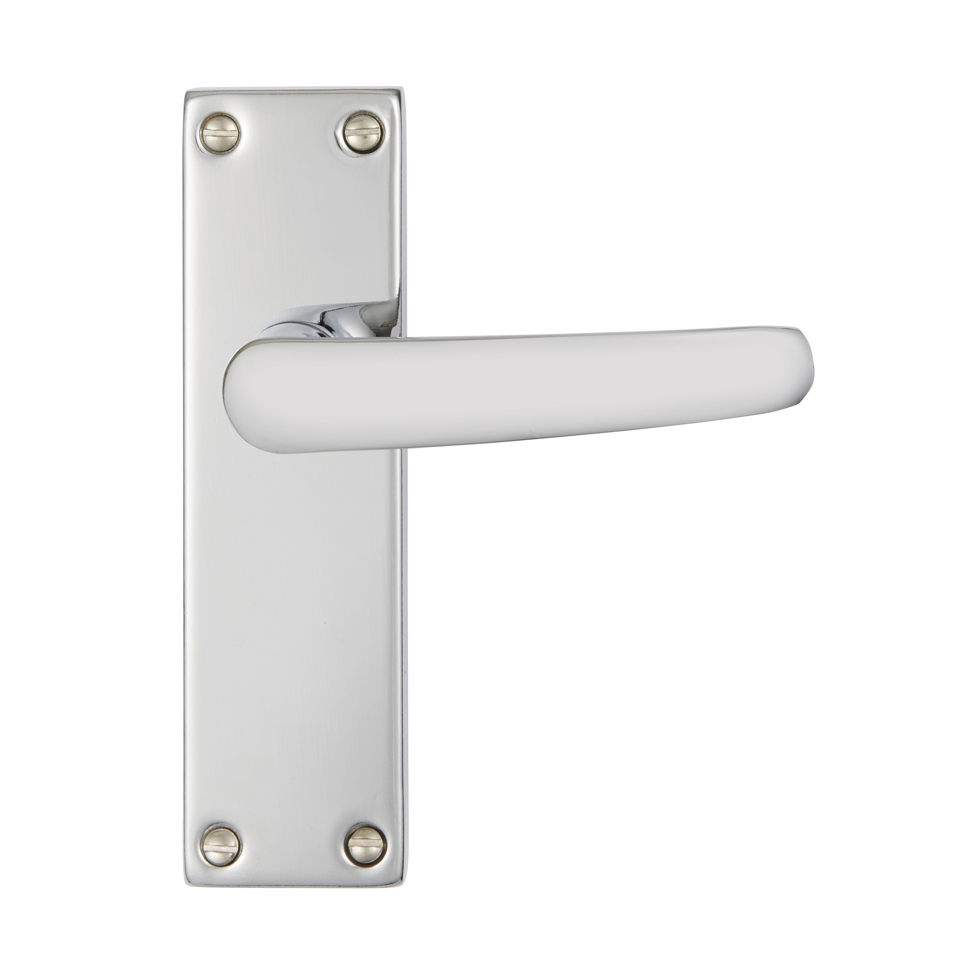 Abla Polished Chrome effect Aluminium Latch Door handle (L)109mm (D)48mm