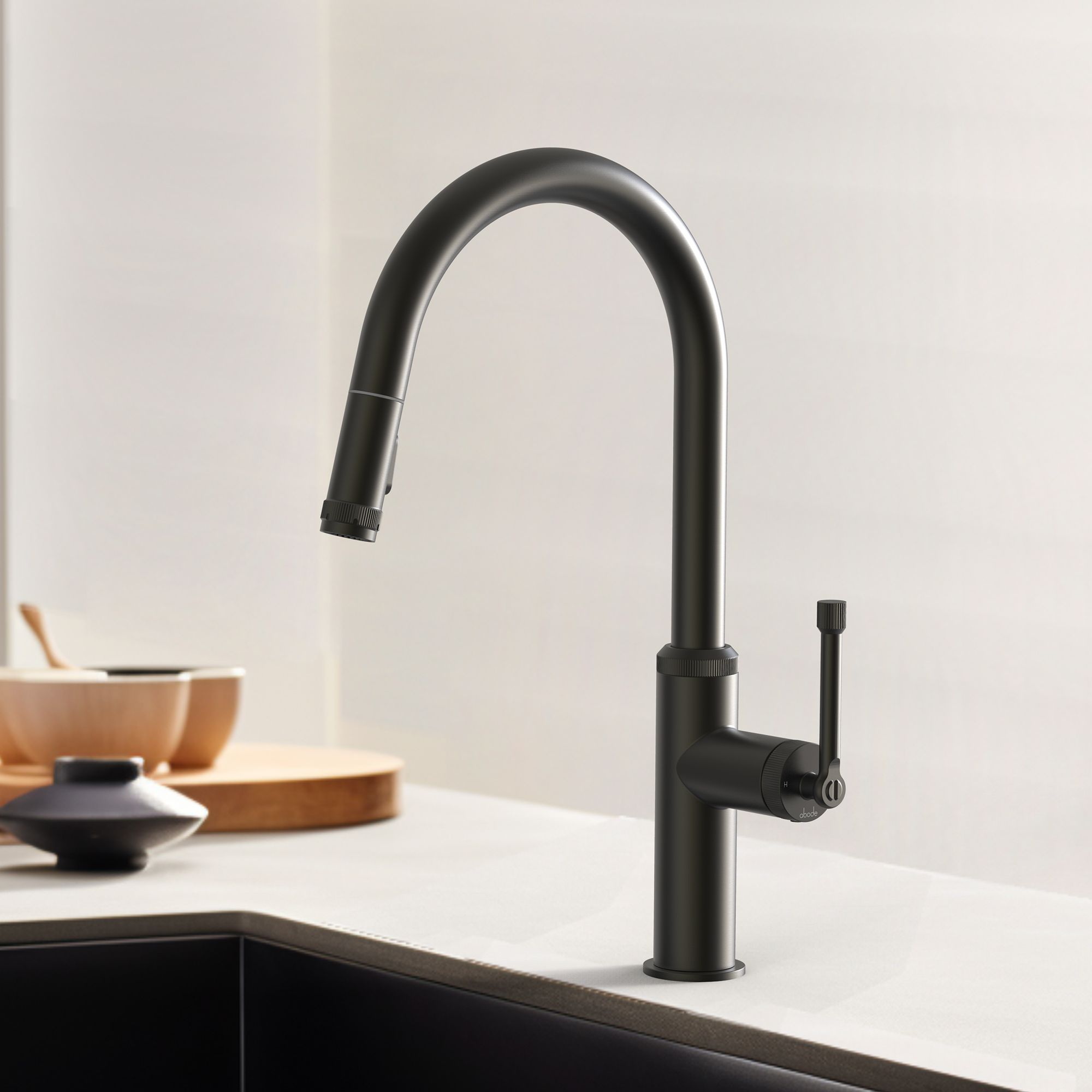 Abode Industrial Matt Gun metal black Kitchen Side lever pull out Tap