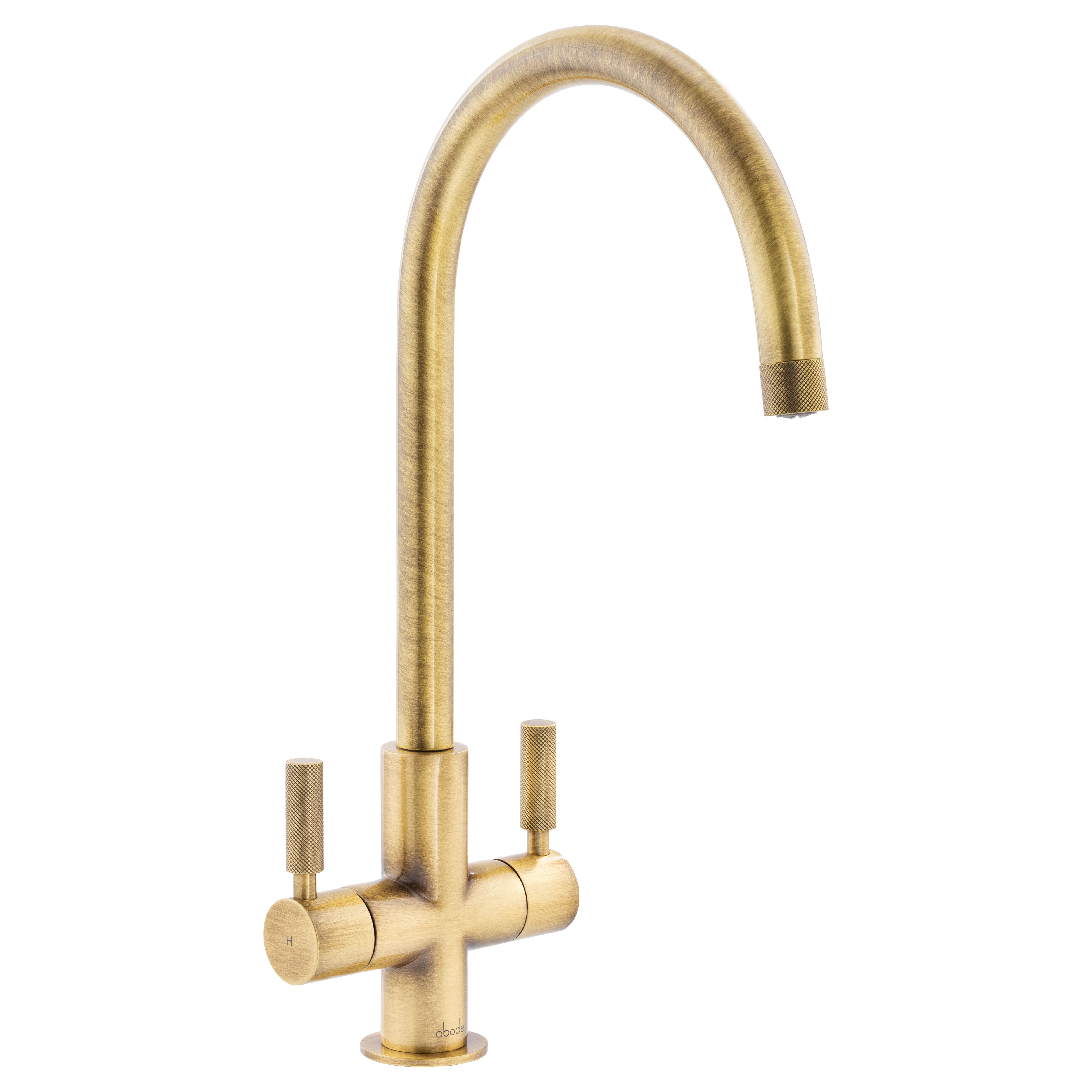 Abode Knurle Antique brass effect Kitchen Mono mixer Tap