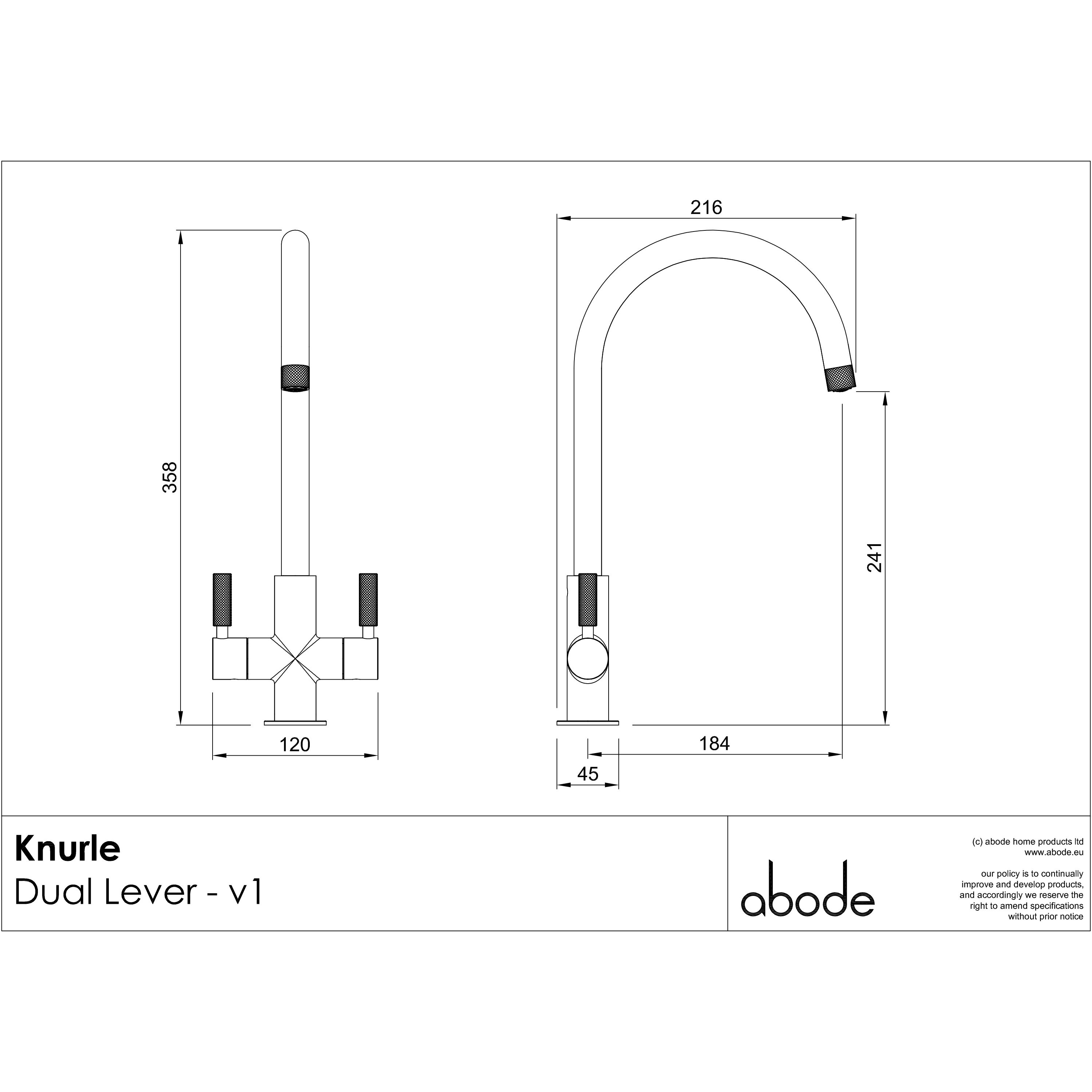 Abode Knurle Antique brass effect Kitchen Mono mixer Tap