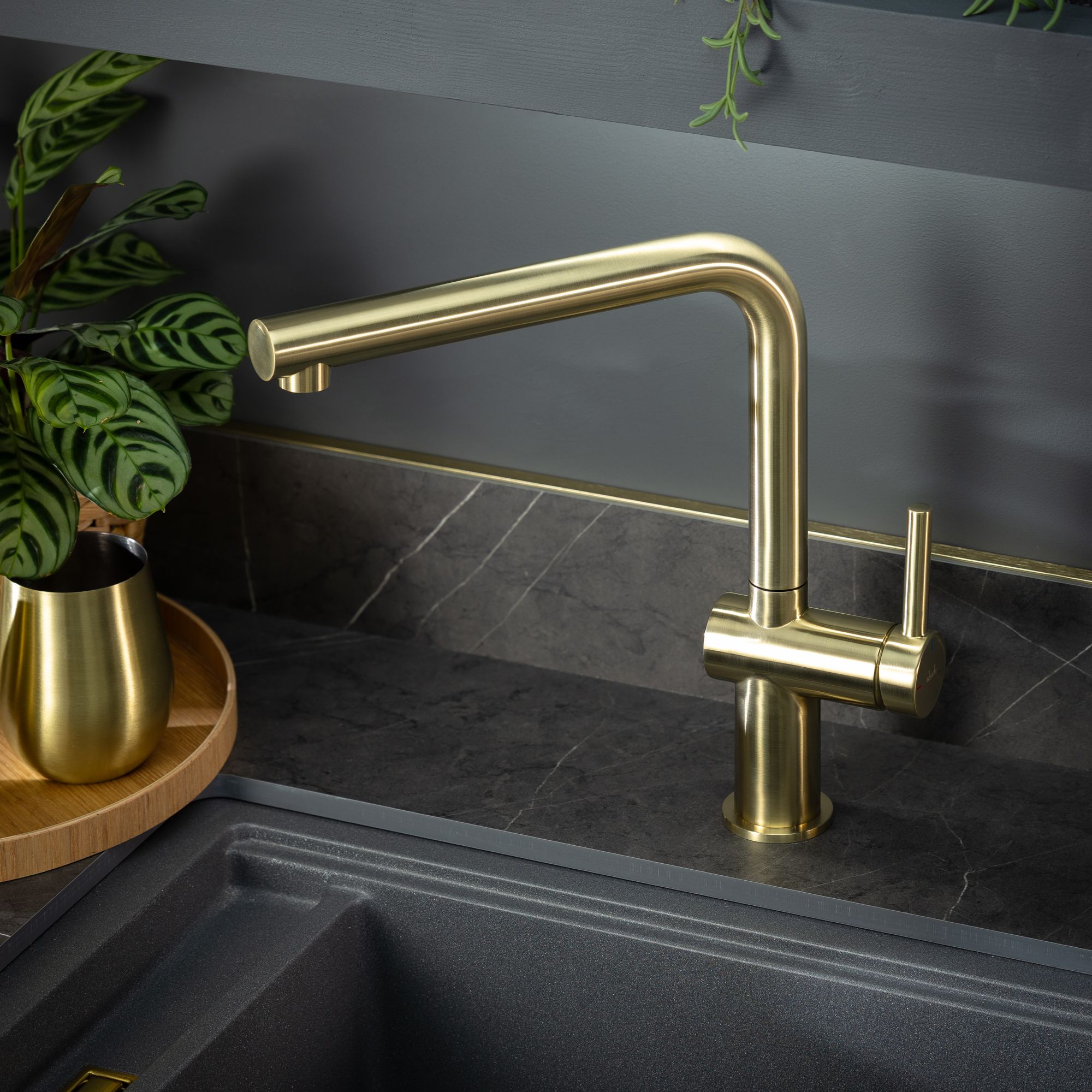Abode Logik Brass effect Kitchen Side lever Tap
