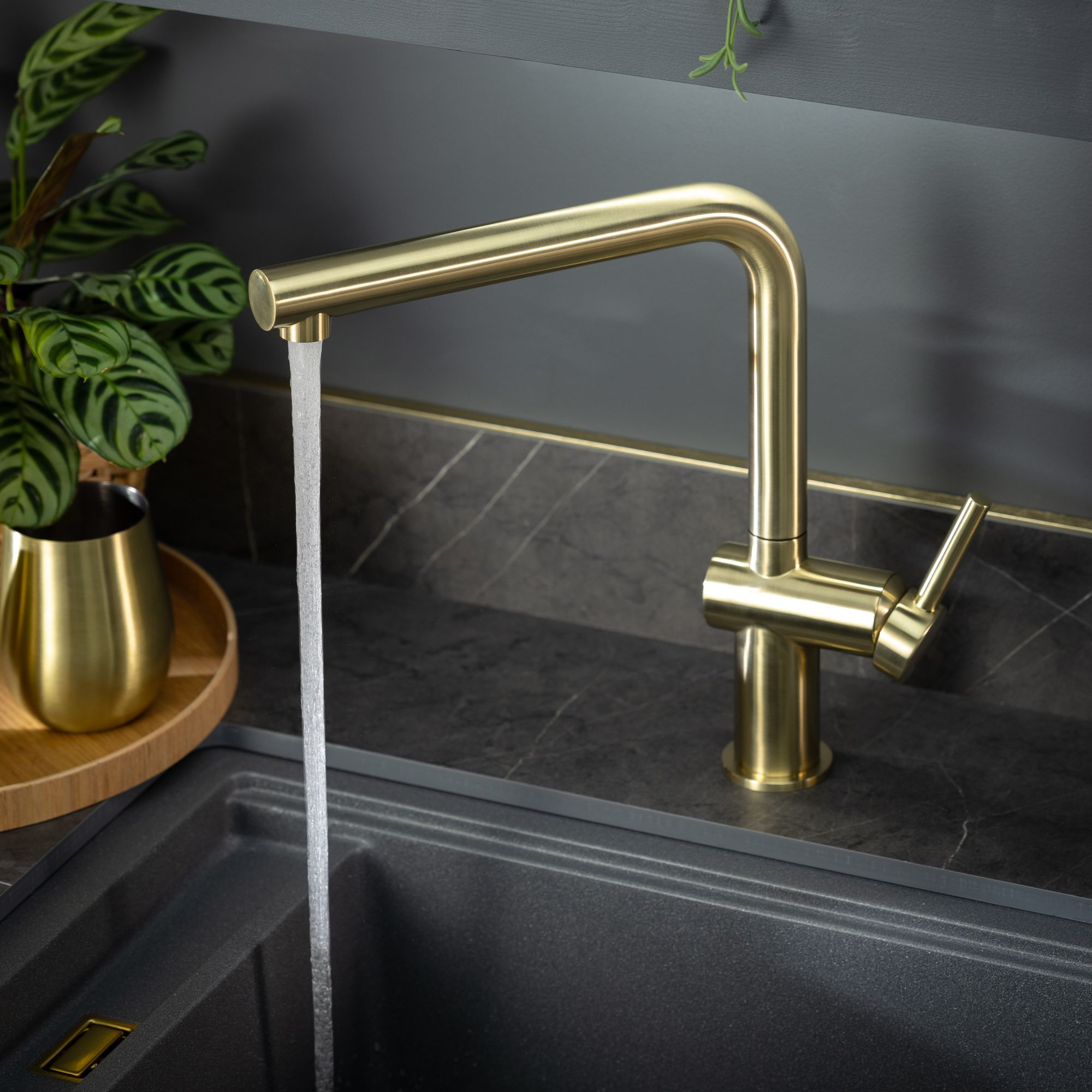 Abode Logik Brass effect Kitchen Side lever Tap