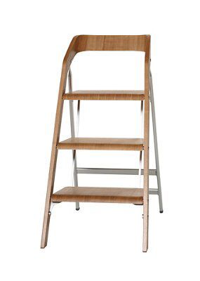 Abru 3 tread Aluminium & wood Step stool (H)1.17m