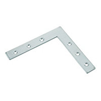 Abru Silver effect Powder-coated Steel Angle bracket (H)12mm (W)75mm (L)75mm