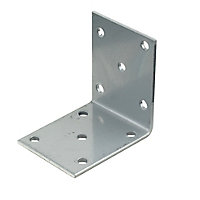 Abru Silver effect Powder-coated Steel Mini Angle bracket (H)40mm (W)50mm (L)50mm