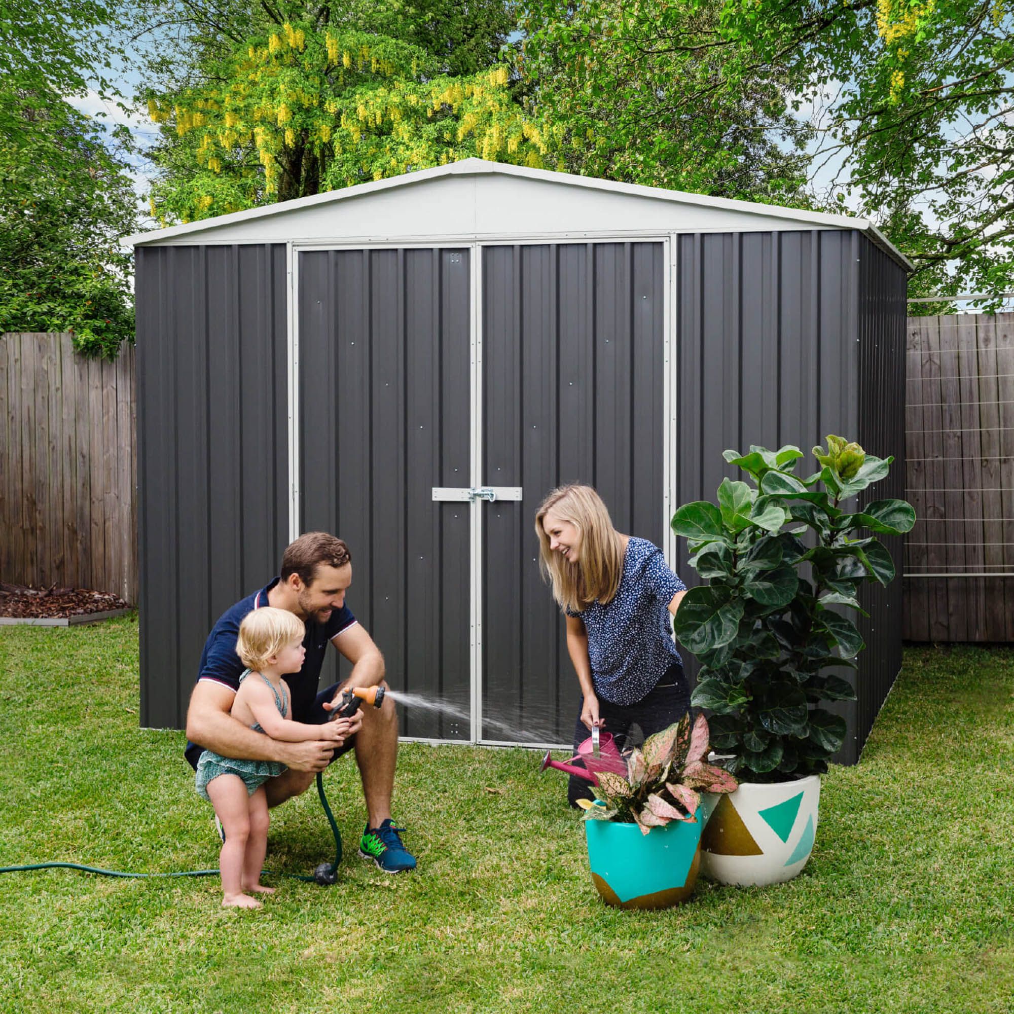 Absco Apex Grey Metal 2 door Shed