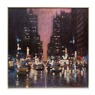 Abstract City Multicolour Wall art (H)71cm x (W)71cm