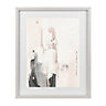 Abstract Grey, pink & white Framed print (H)430mm (W)330mm