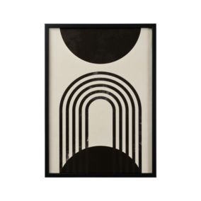 Abstract lined arch & black shapes Multicolour Framed print (H)73cm x (W)53cm