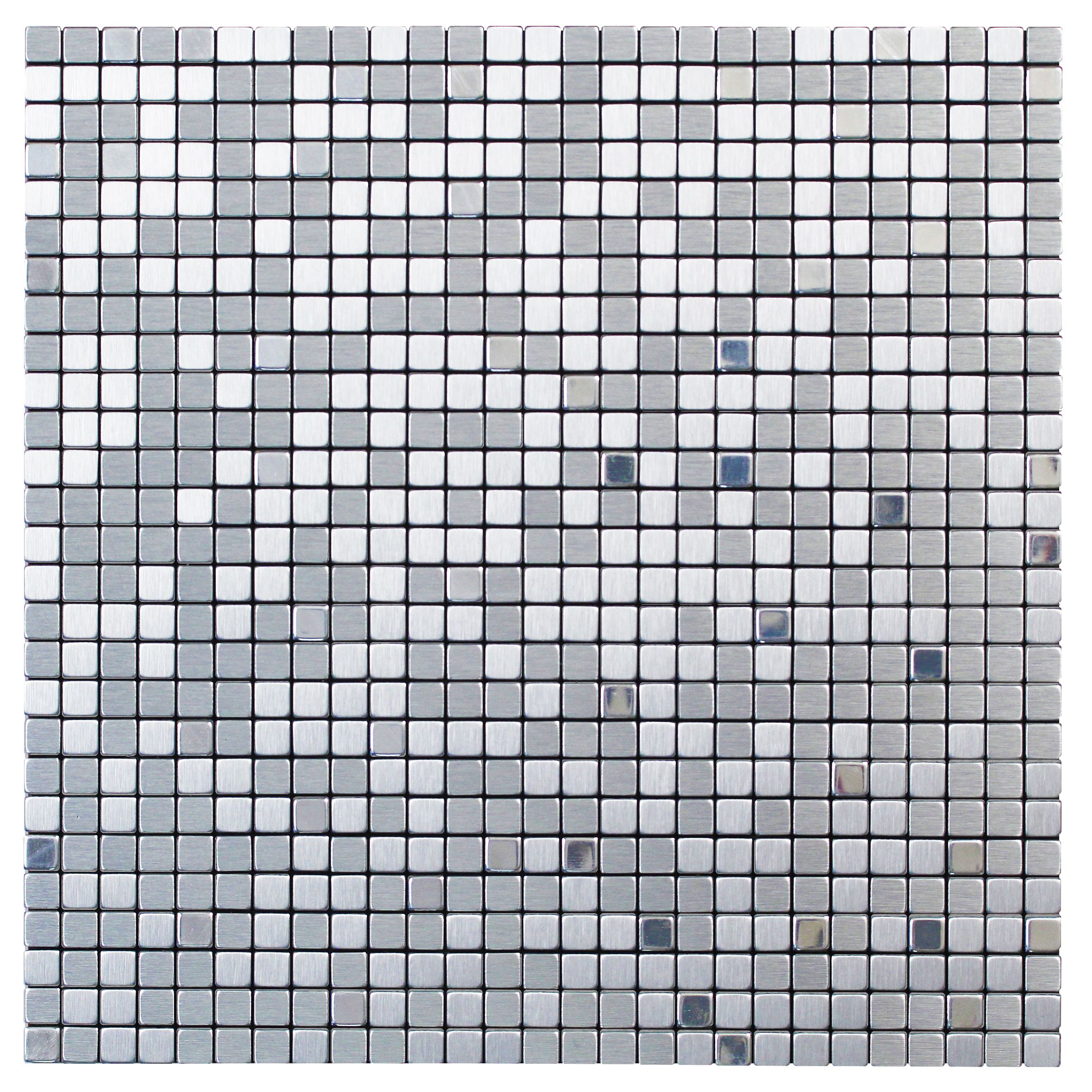 Abu dhabi Brushed Matt Square Metal Mosaic tile sheet, (L)300mm (W)300mm