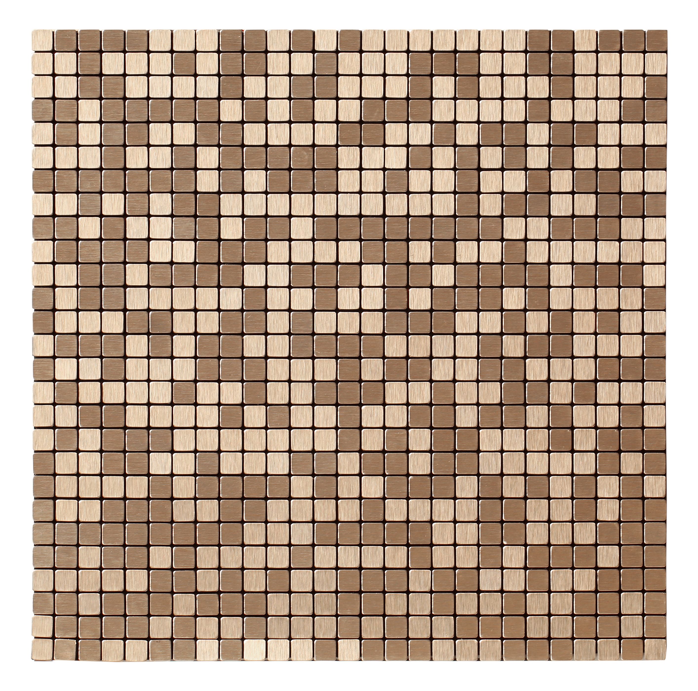 Abu dhabi Matt Brushed bronze effect Micro squares Metal Mosaic tile sheet, (L)290mm (W)290mm