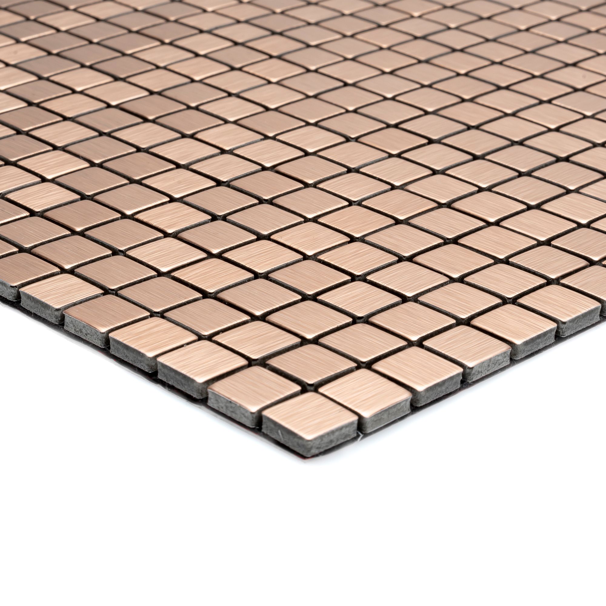 Abu dhabi Matt Brushed bronze effect Micro squares Metal Mosaic tile sheet, (L)290mm (W)290mm
