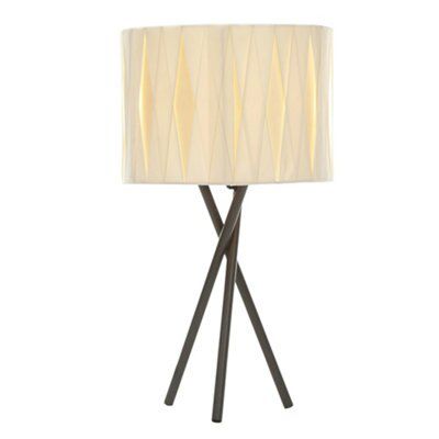 Acasia fabric Matt Charcoal & ivory Halogen Table lamp