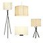 Acasia fabric Matt Charcoal & ivory Halogen Table lamp
