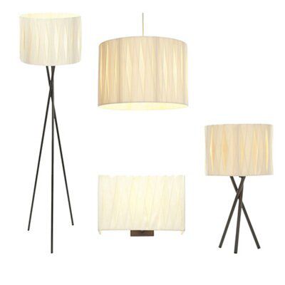 Acasia fabric Matt Charcoal & ivory Halogen Table lamp