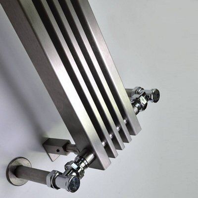 Accuro Korle Cadence Stainless steel Vertical Radiator, (W)140mm x (H)2000mm