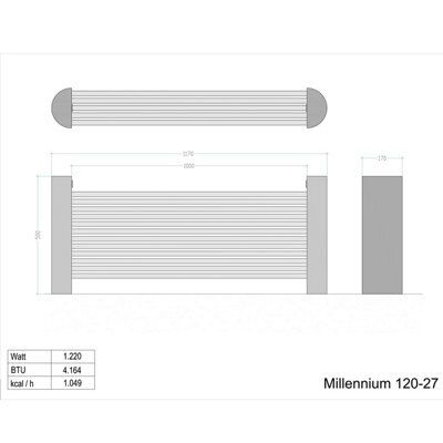 Accuro Korle Millennium Stainless steel Horizontal Designer Radiator, (W)1170mm x (H)500mm