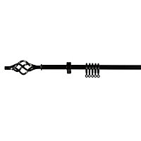 Acer Gloss Black Extendable Curtain pole, (L)1200mm-2100mm