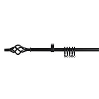 Acer Gloss Black Extendable Curtain pole, (L)1700mm-3000mm