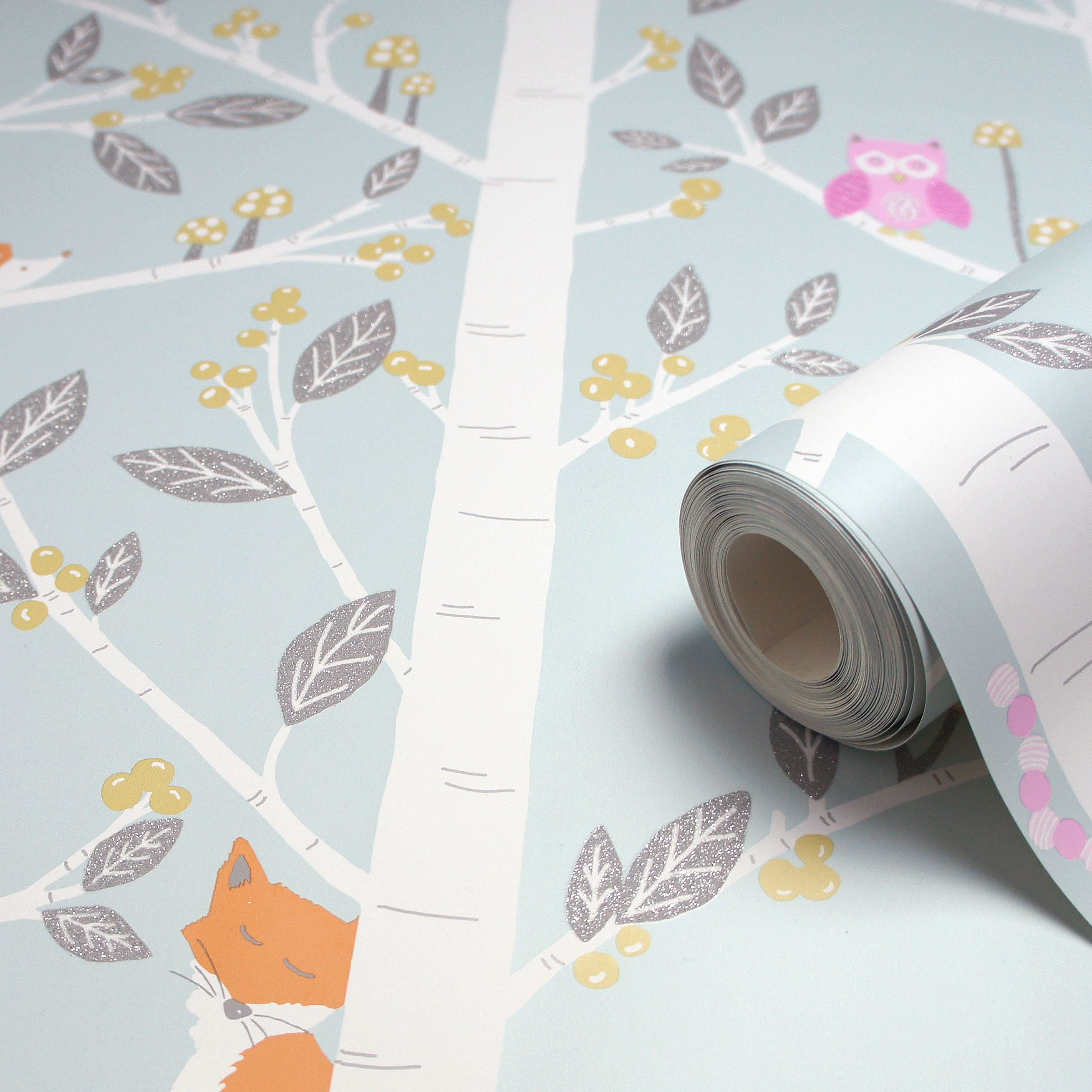 Acina Multicolour Cartoon Woodland Glitter effect Smooth Wallpaper