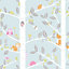 Acina Multicolour Glitter effect Cartoon woodland Smooth Wallpaper Sample