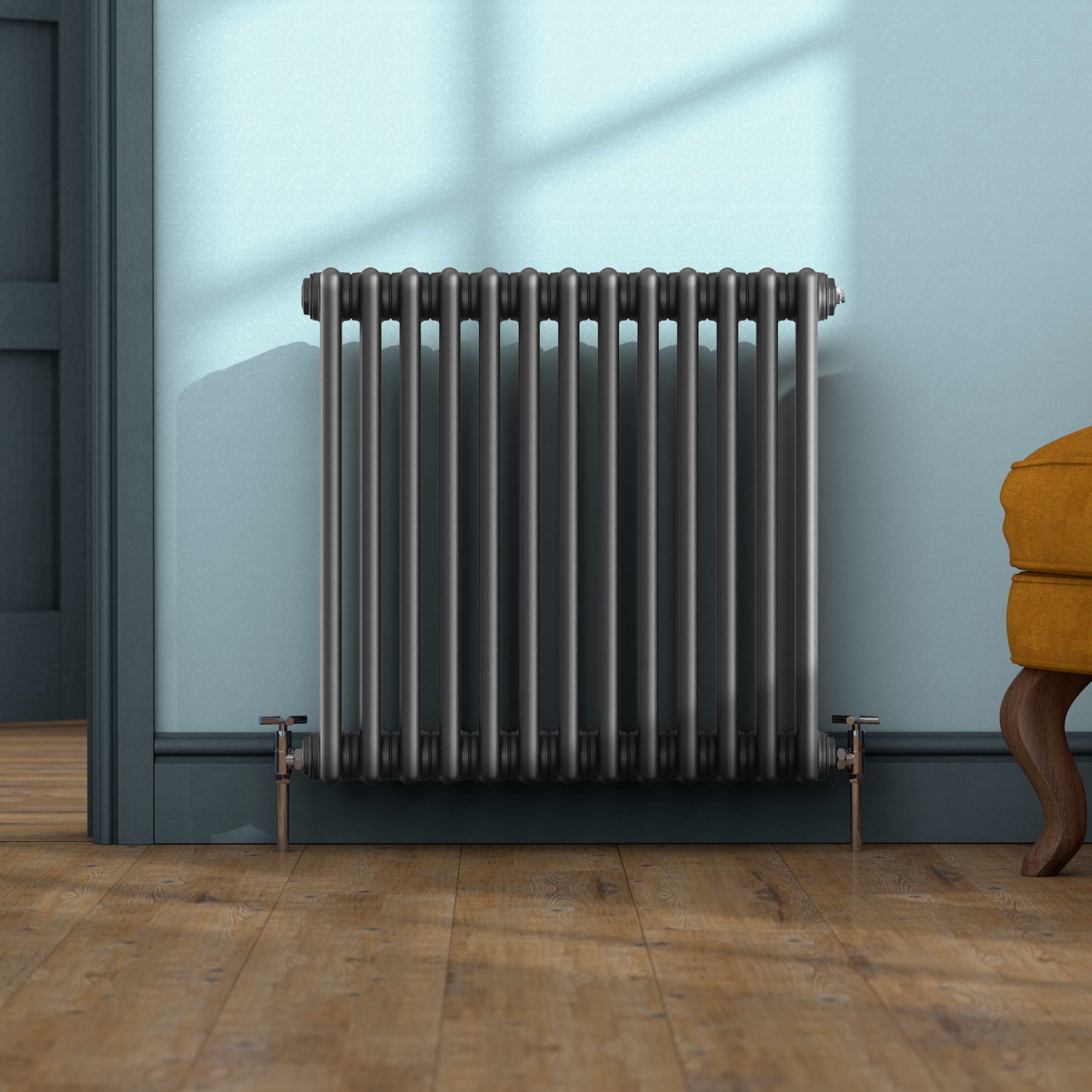 Acova Classic Anthracite 3 Column Radiator, (W)628mm x (H)600mm