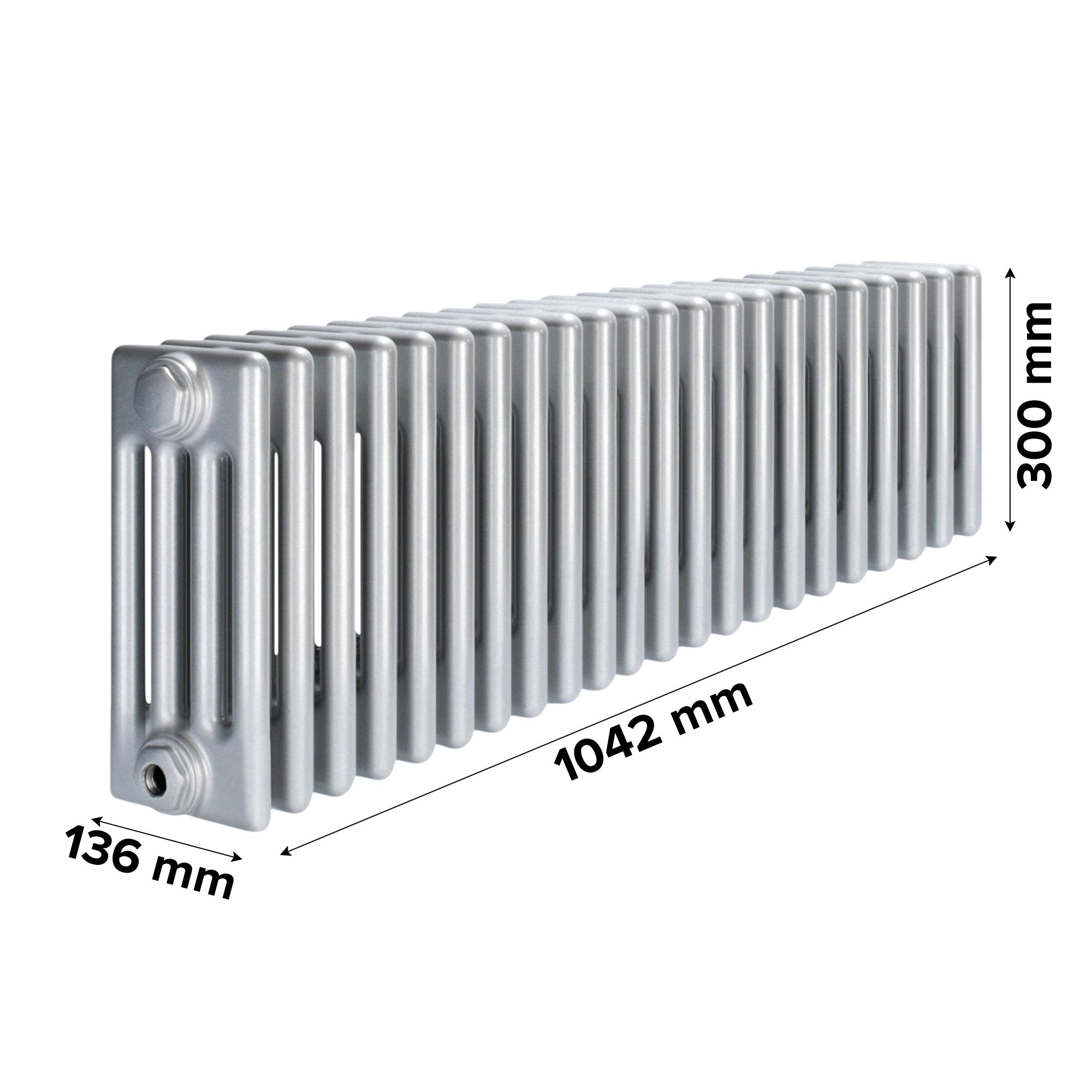Acova Silver 4 Column Radiator, (W)1042mm x (H)300mm