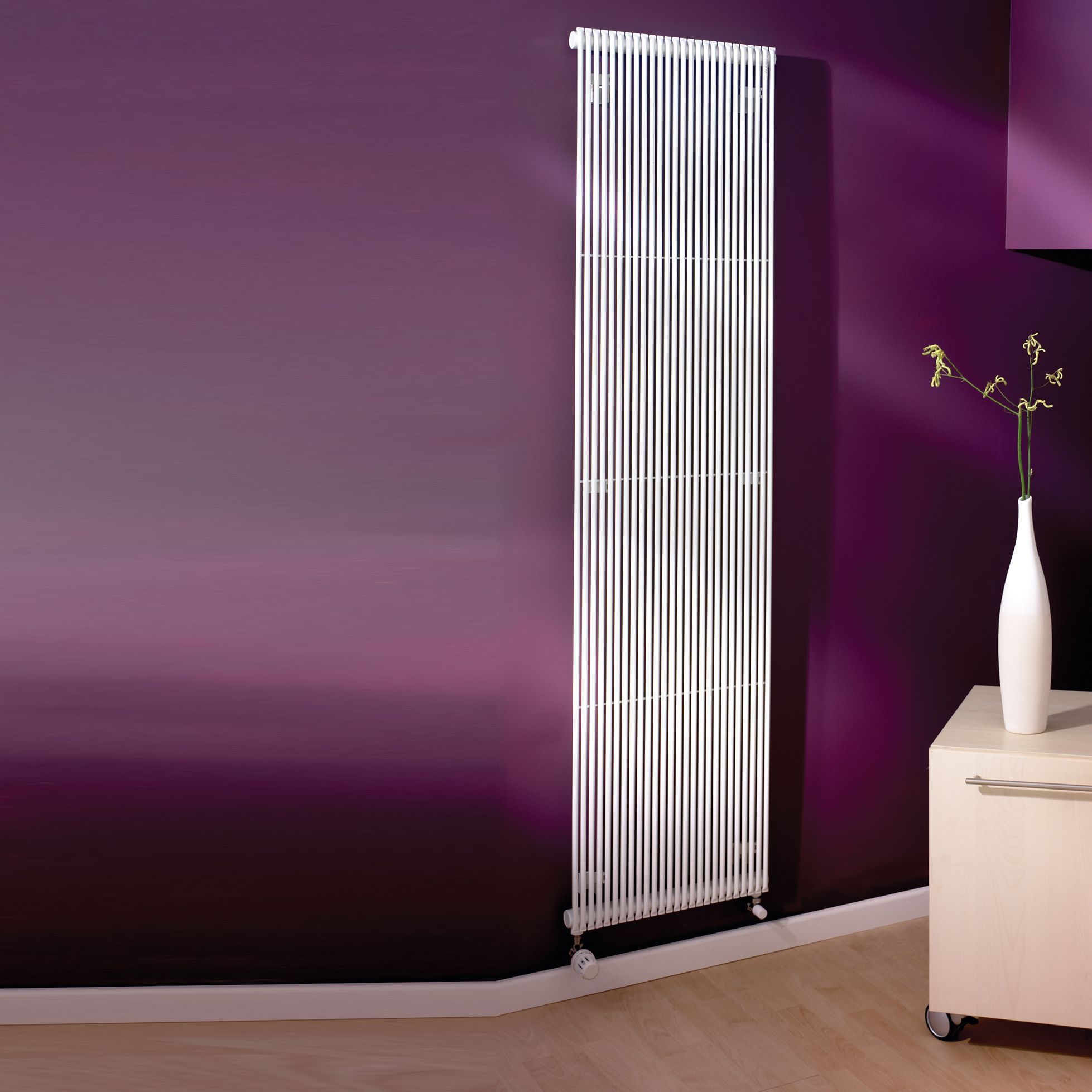 Acova Striane White Vertical Designer Radiator, (W)532mm x (H)2000mm
