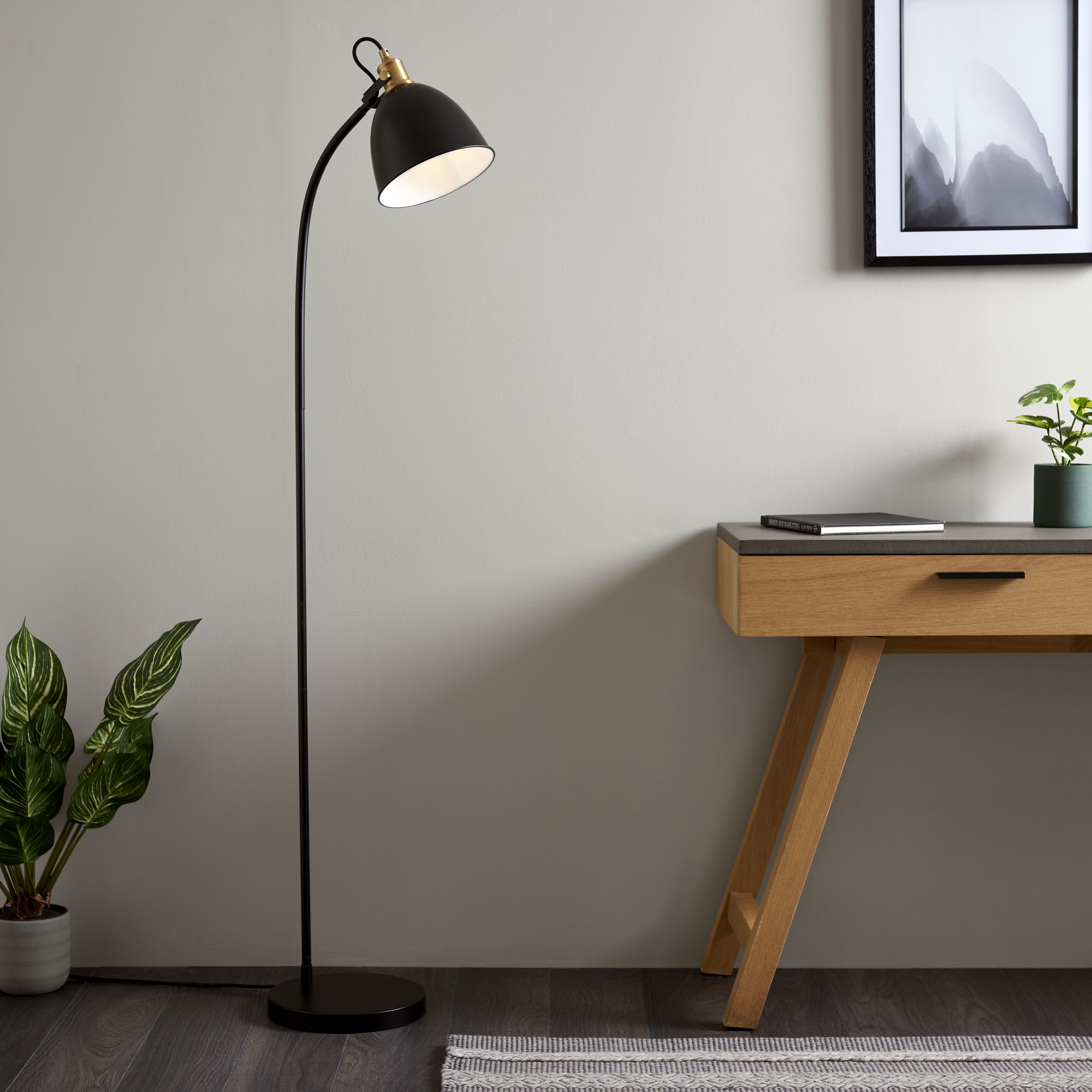 Acrobat Black Floor lamp DIY at B&Q