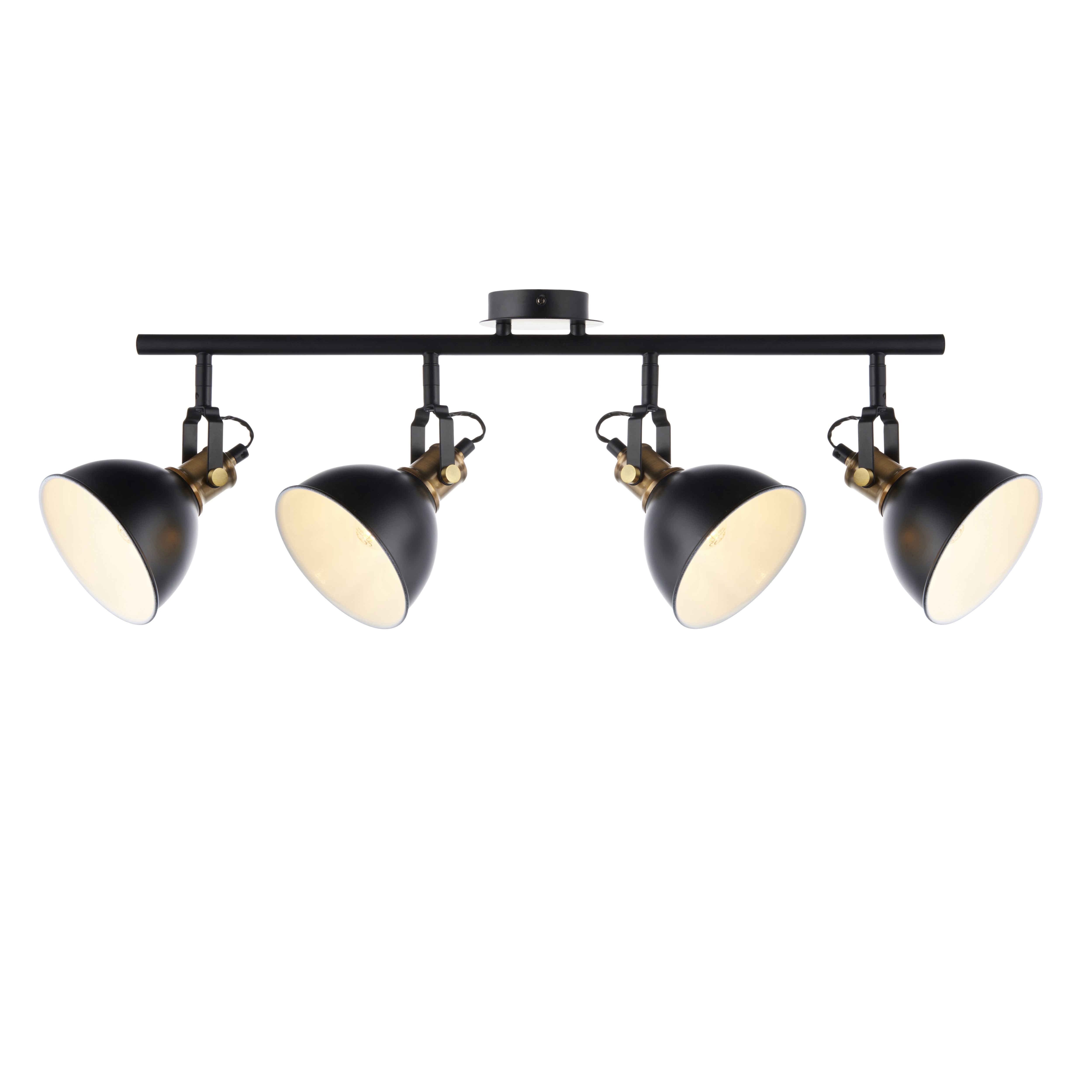 Acrobat Matt Black Gold effect 4 Light Spotlight bar