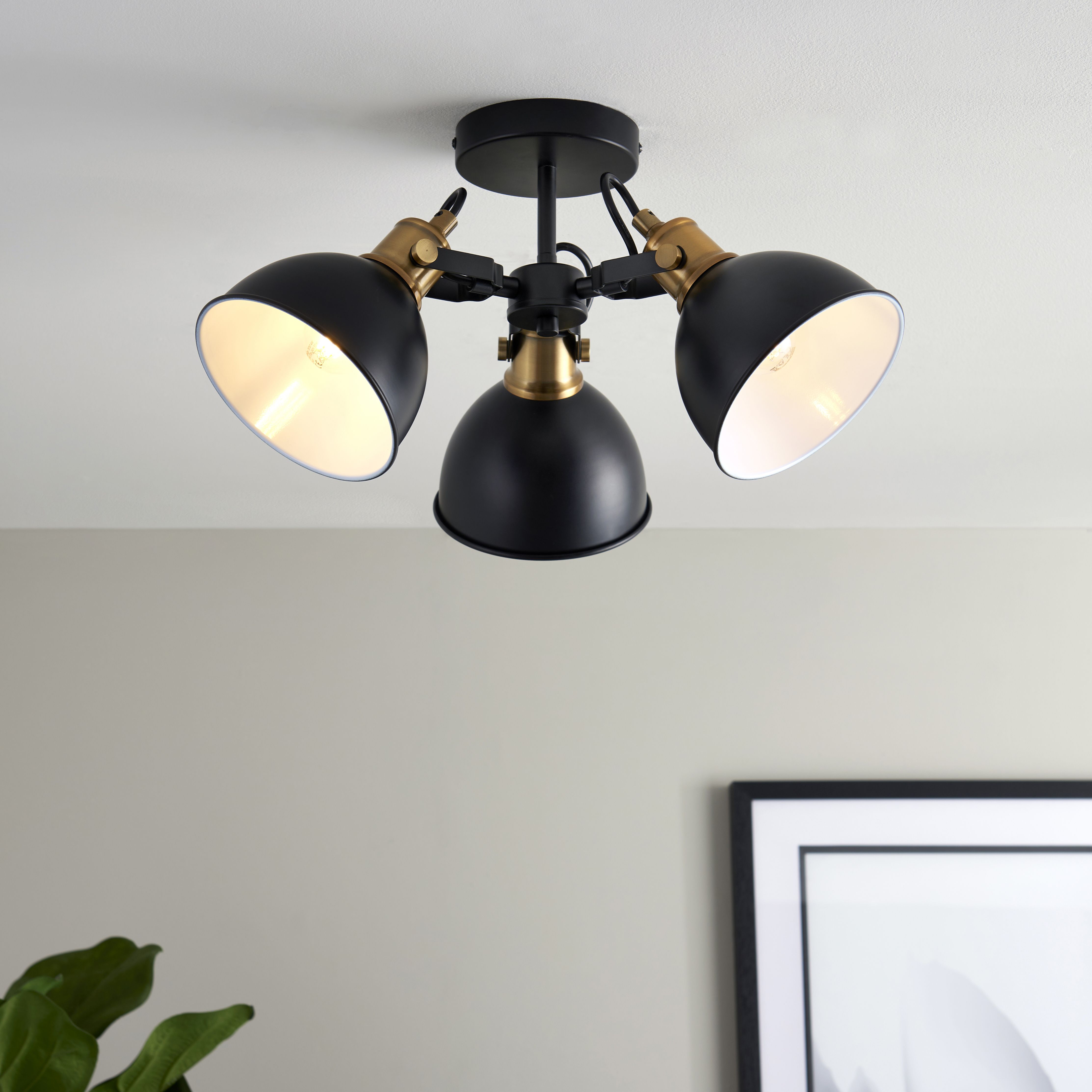 Acrobat Steel Black 3 Lamp LED Ceiling light