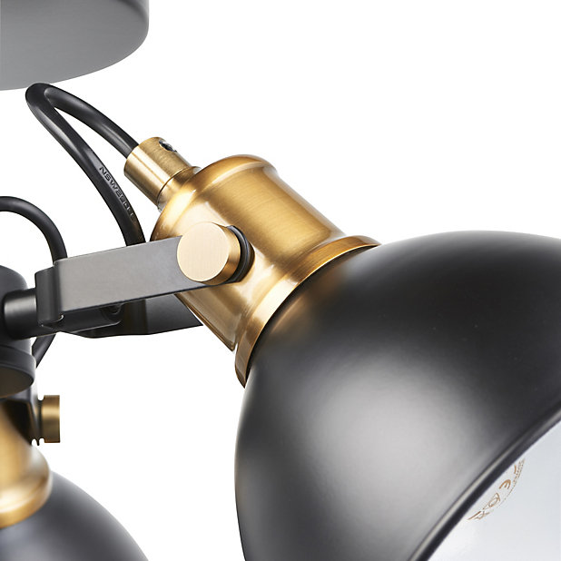 Acrobat Steel Black 3 Lamp LED Ceiling light | DIY at B&Q
