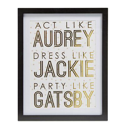 Act like Audrey White Framed print (H)50cm x (W)40cm