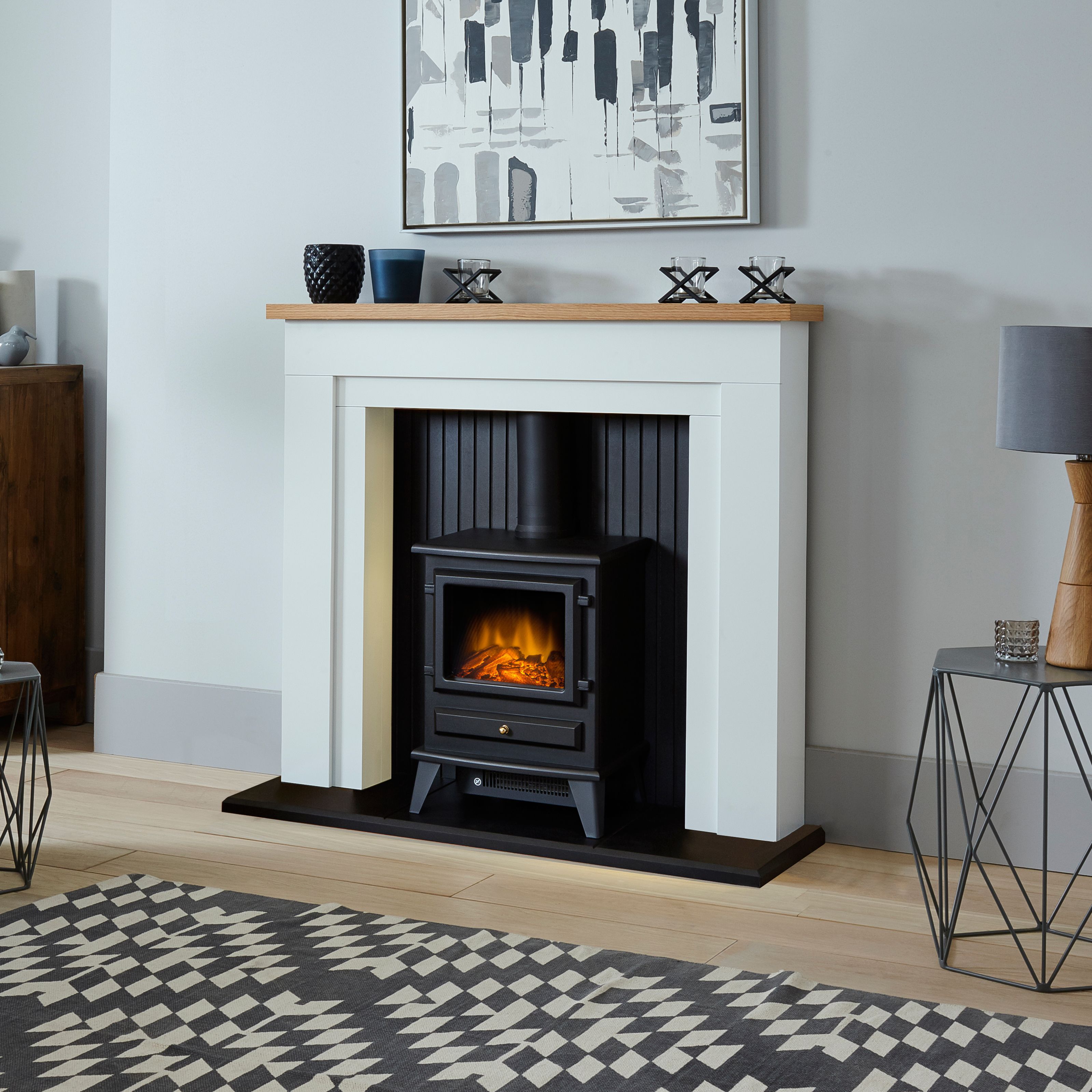 Adam Black & white Freestanding Electric Stove suite