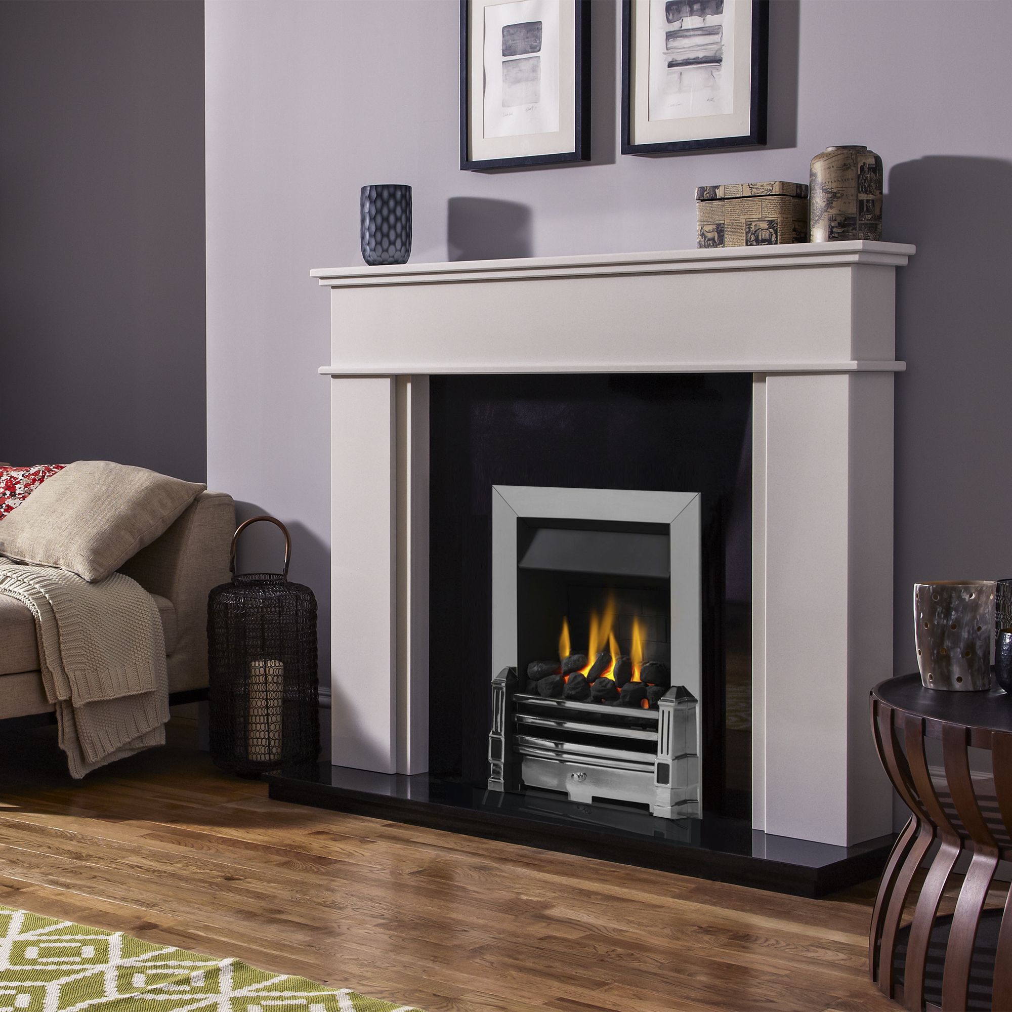Adam Daventry Sparkly white & black granite Fire surround